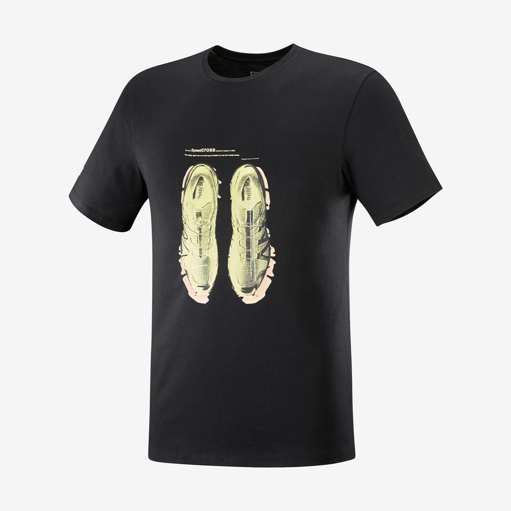 Salomon OUTLIFE GRAPHIC SPEEDCROSS SS M - Mens Short Sleeve T-Shirt - Black - NZ (48257-IWPH)